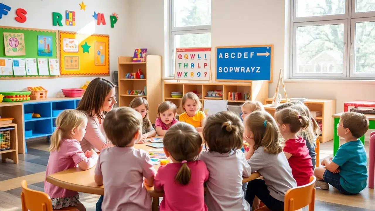 Niños aprendiendo en un preescolar